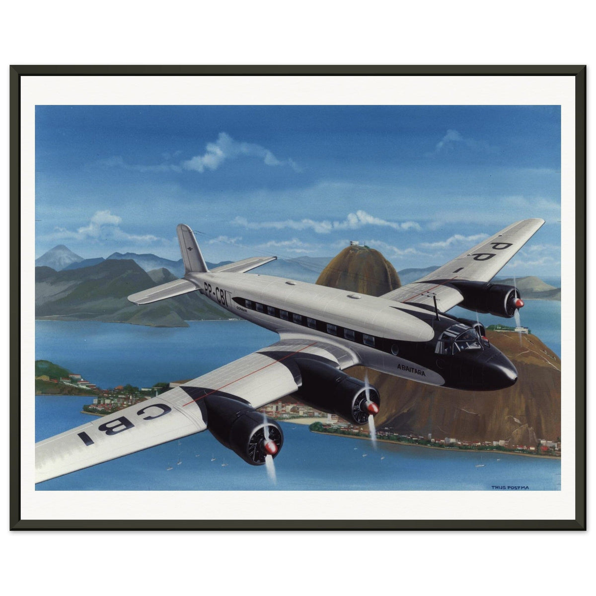 Thijs Postma - Poster - Focke-Wulf Fw 200 Condor 'Abaitara' Rio de Janeiro - Metal Frame Poster - Metal Frame TP Aviation Art 40x50 cm / 16x20″ 