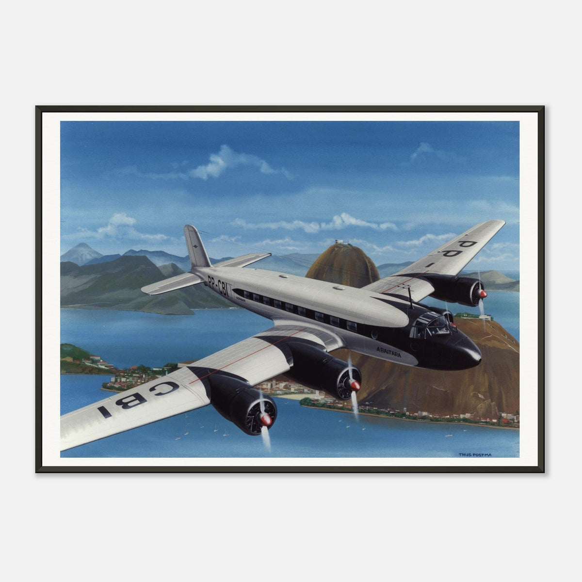 Thijs Postma - Poster - Focke-Wulf Fw 200 Condor 'Abaitara' Rio de Janeiro - Metal Frame Poster - Metal Frame TP Aviation Art 
