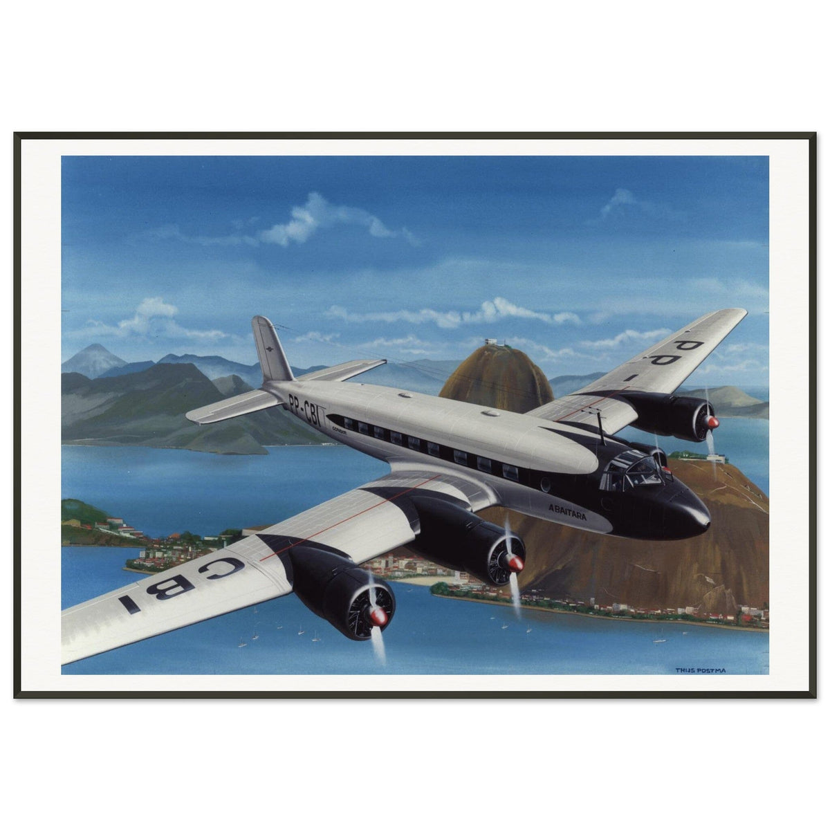 Thijs Postma - Poster - Focke-Wulf Fw 200 Condor 'Abaitara' Rio de Janeiro - Metal Frame Poster - Metal Frame TP Aviation Art 70x100 cm / 28x40″ 