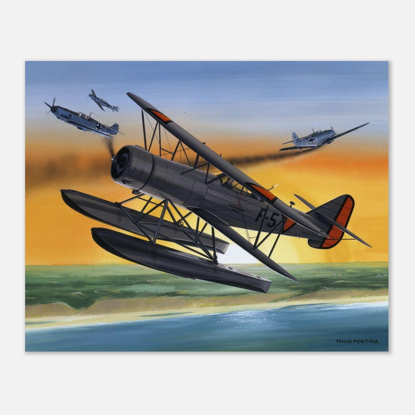 Thijs Postma - Poster - Fokker C.14w In Action Poster Only TP Aviation Art 40x50 cm / 16x20″ 