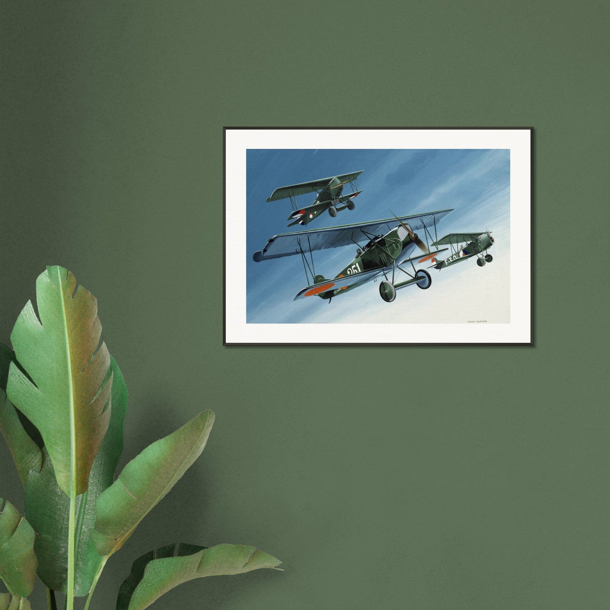 Thijs Postma - Poster - Fokker D.7 LVA MLD KNIL - Metal Frame Poster - Metal Frame TP Aviation Art 