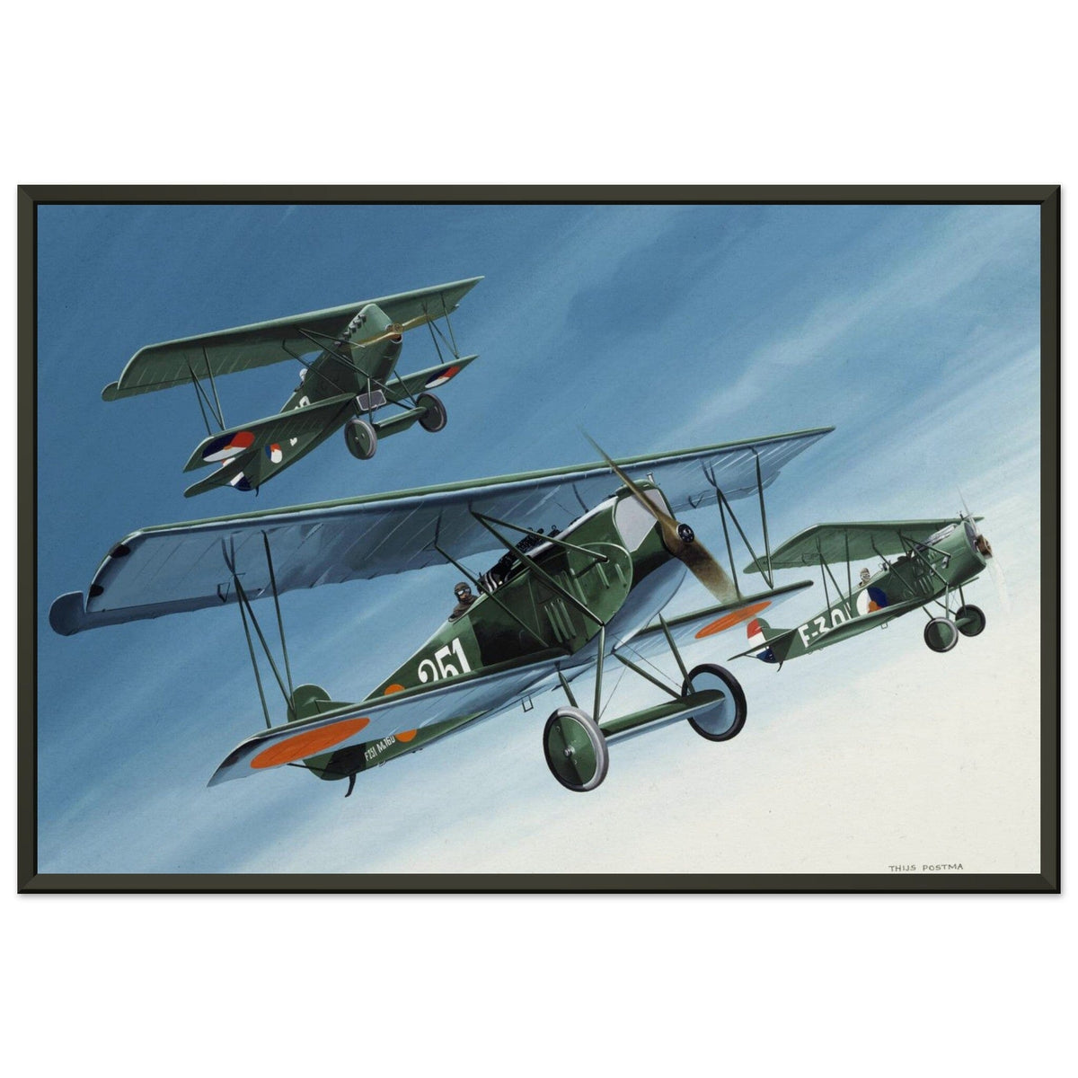 Thijs Postma - Poster - Fokker D.7 LVA MLD KNIL - Metal Frame Poster - Metal Frame TP Aviation Art 40x60 cm / 16x24″ 