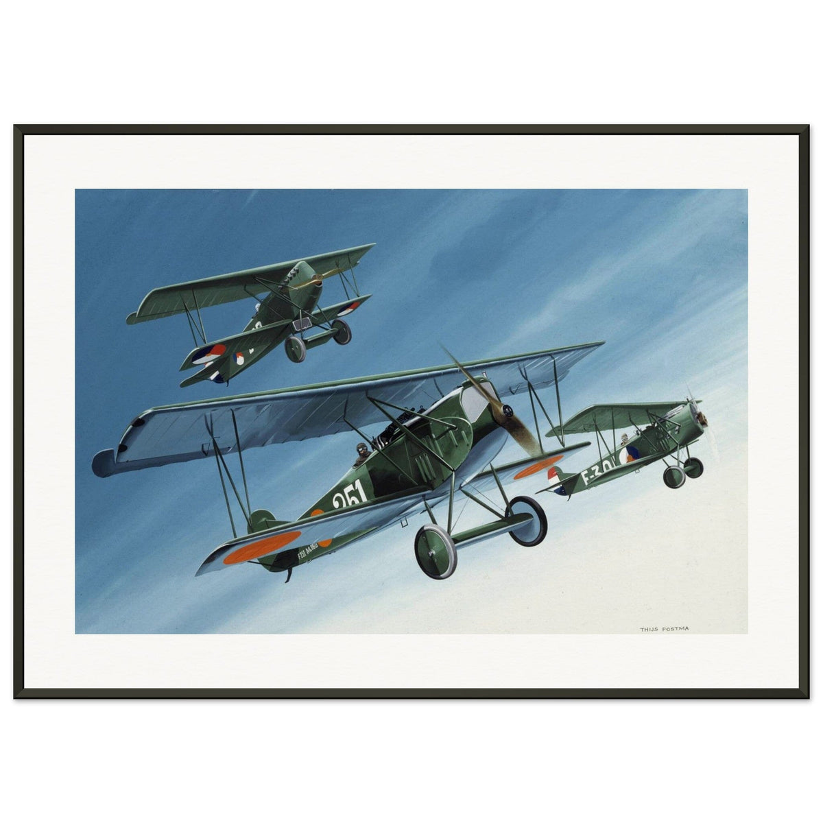 Thijs Postma - Poster - Fokker D.7 LVA MLD KNIL - Metal Frame Poster - Metal Frame TP Aviation Art 50x70 cm / 20x28″ 