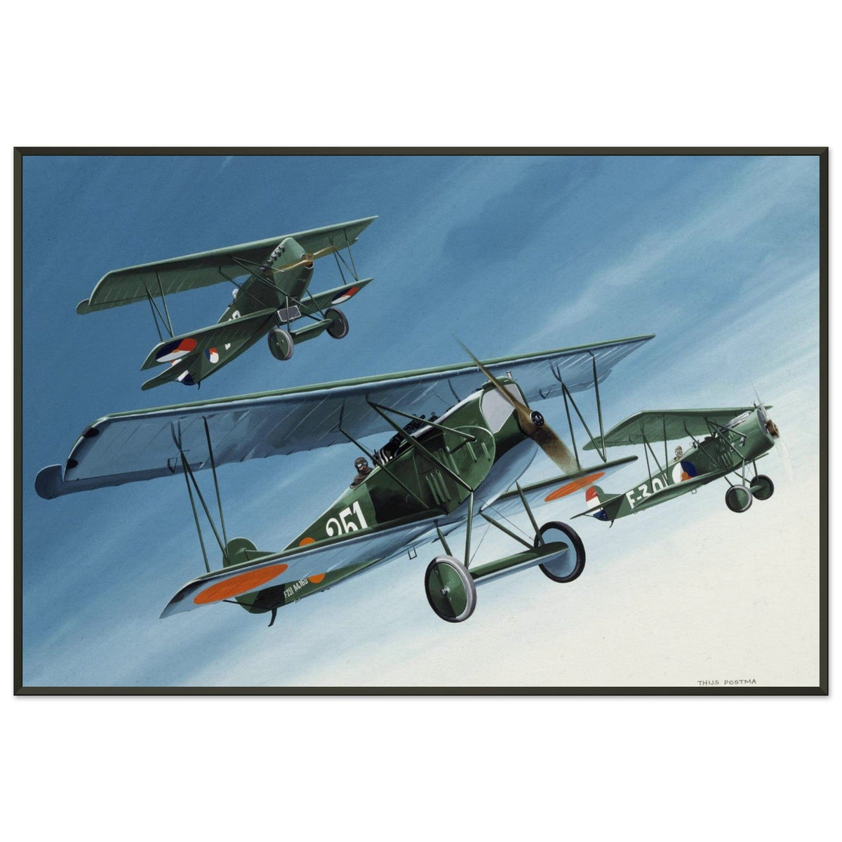 Thijs Postma - Poster - Fokker D.7 LVA MLD KNIL - Metal Frame Poster - Metal Frame TP Aviation Art 60x90 cm / 24x36″ 