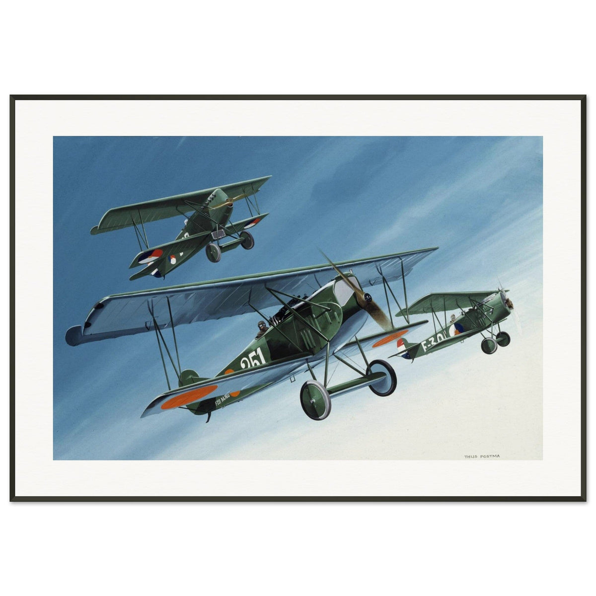 Thijs Postma - Poster - Fokker D.7 LVA MLD KNIL - Metal Frame Poster - Metal Frame TP Aviation Art 70x100 cm / 28x40″ 