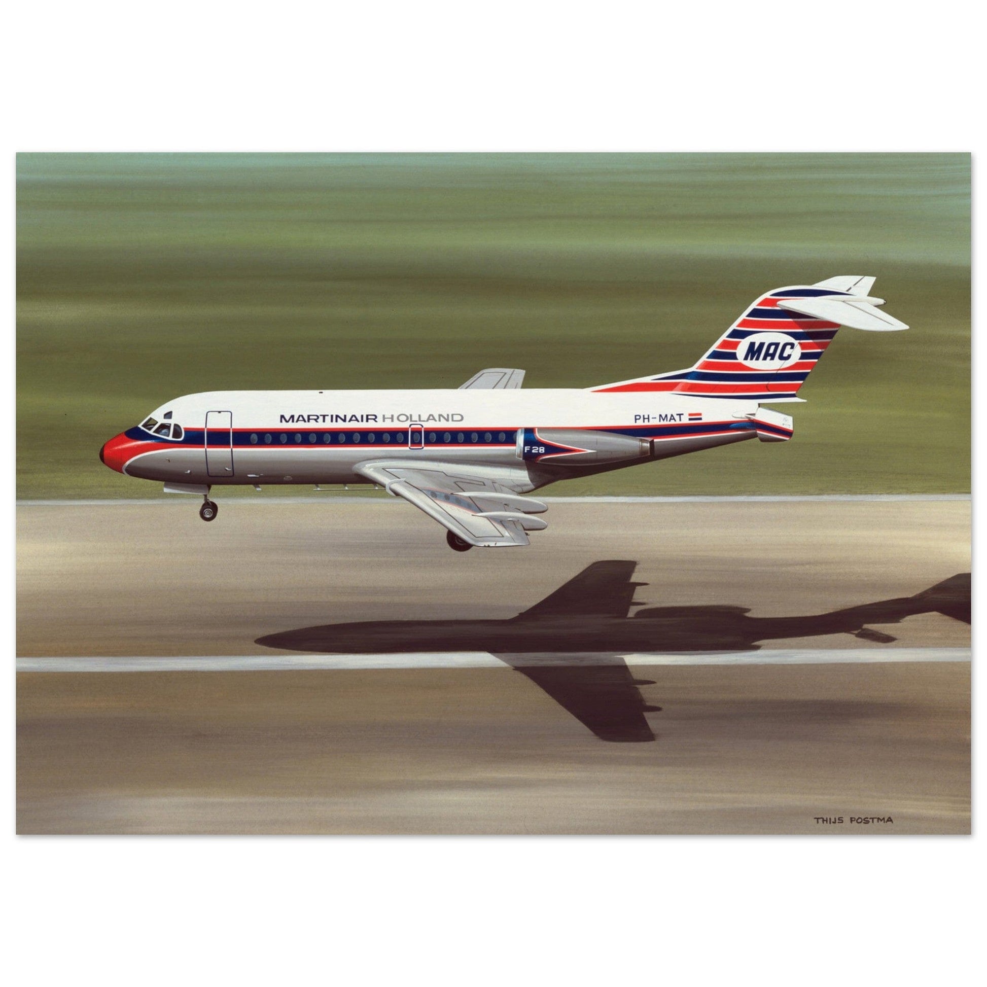 Thijs Postma - Poster - Fokker F.28 Fellowship Martinair Poster Only TP Aviation Art 50x70 cm / 20x28″ 