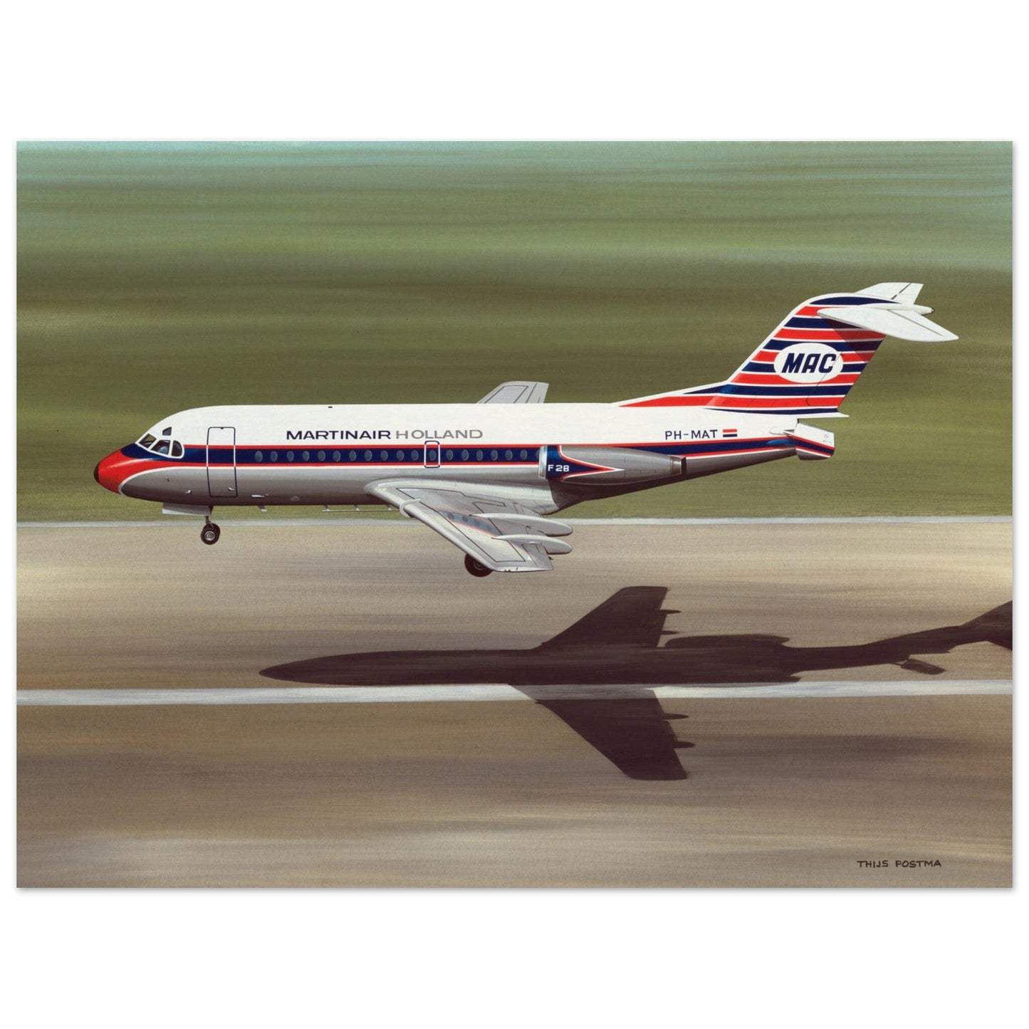 Thijs Postma - Poster - Fokker F.28 Fellowship Martinair Poster Only TP Aviation Art 60x80 cm / 24x32″ 