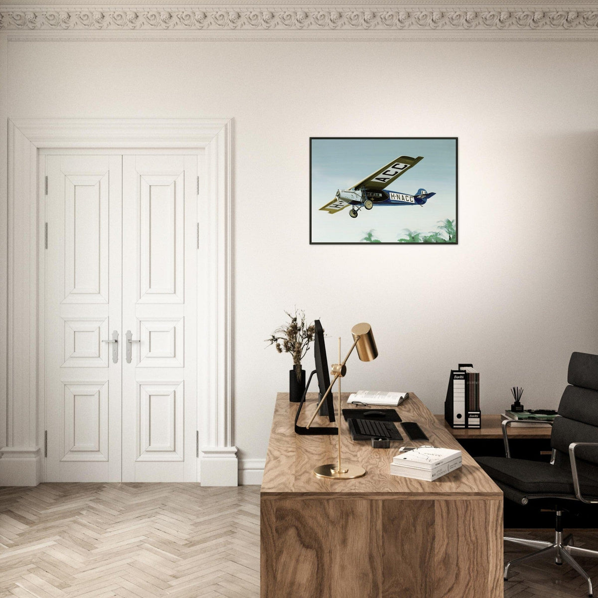 Thijs Postma - Poster - Fokker F.7 H-NACC Arriving In Dutch Indies - Metal Frame Poster - Metal Frame TP Aviation Art 