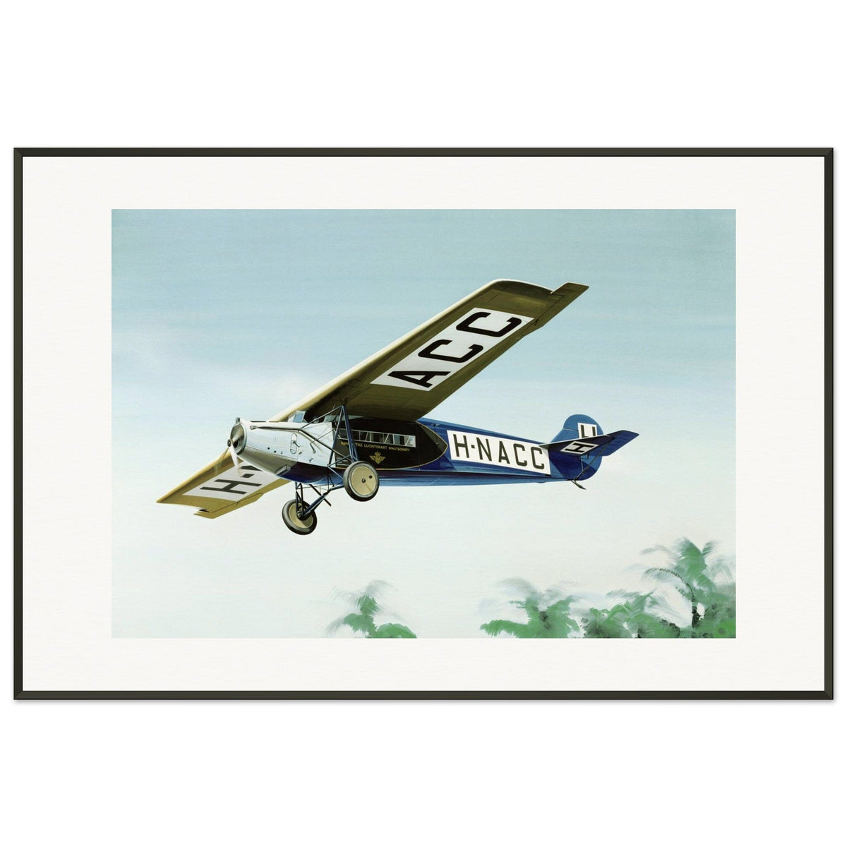 Thijs Postma - Poster - Fokker F.7 H-NACC Arriving In Dutch Indies - Metal Frame Poster - Metal Frame TP Aviation Art 60x90 cm / 24x36″ 