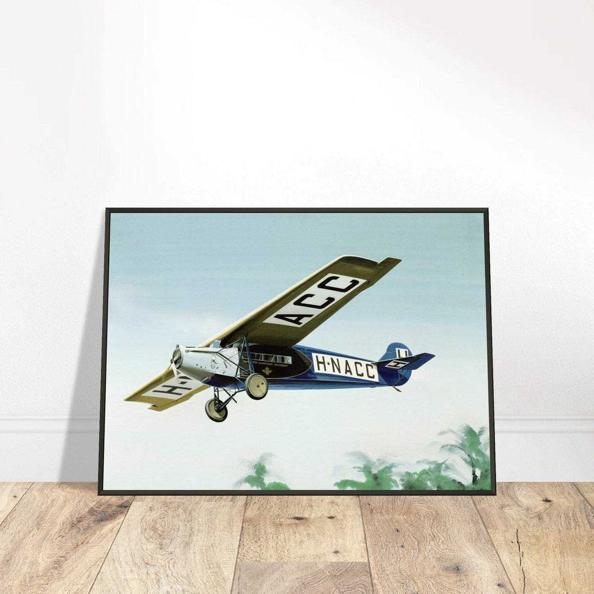Thijs Postma - Poster - Fokker F.7 H-NACC Arriving In Dutch Indies - Metal Frame Poster - Metal Frame TP Aviation Art 
