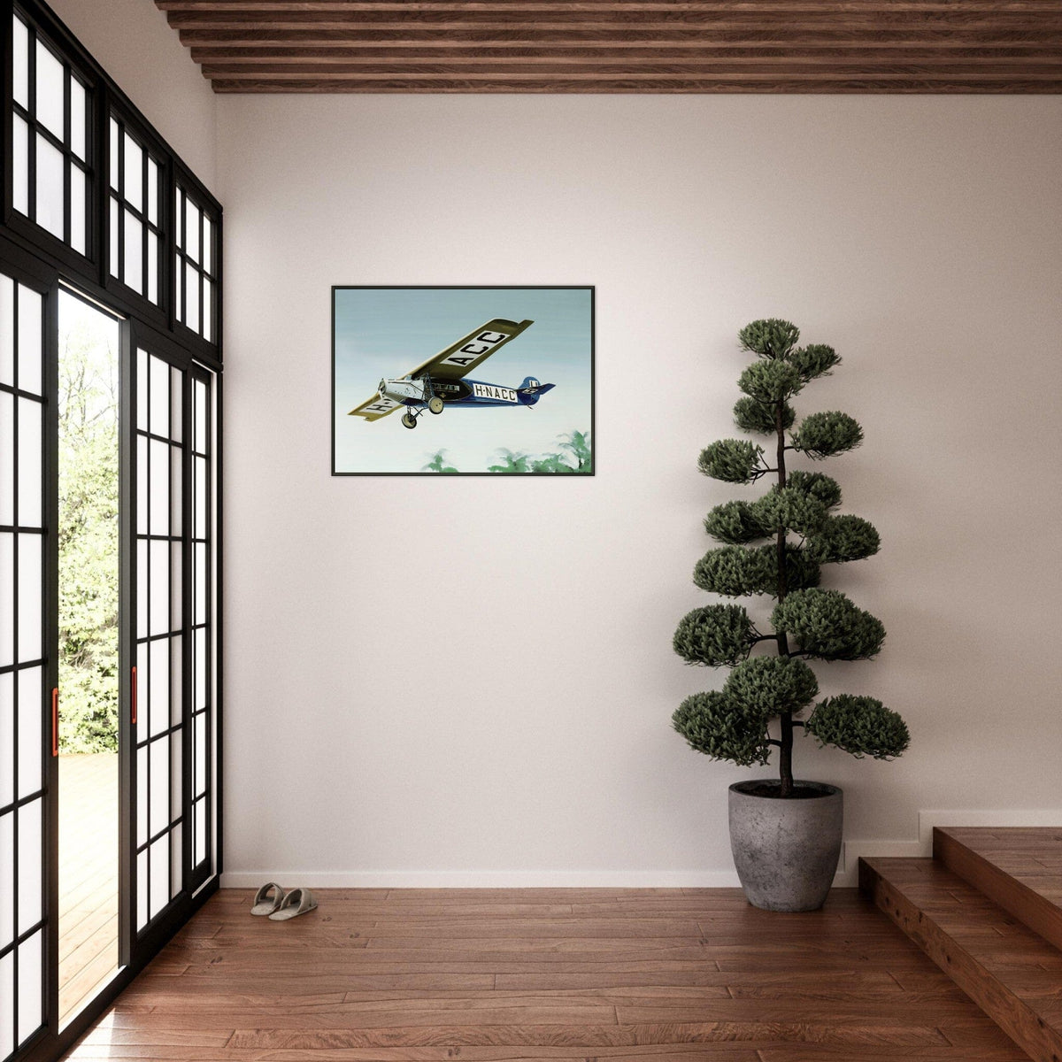 Thijs Postma - Poster - Fokker F.7 H-NACC Arriving In Dutch Indies - Metal Frame Poster - Metal Frame TP Aviation Art 
