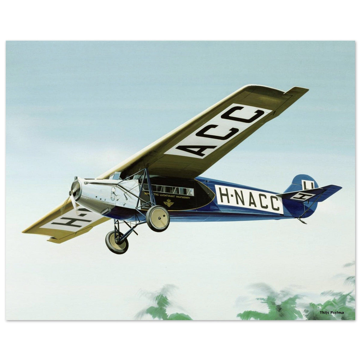 Thijs Postma - Poster - Fokker F.7 H-NACC Arriving In Dutch Indies Poster Only TP Aviation Art 40x50 cm / 16x20″ 