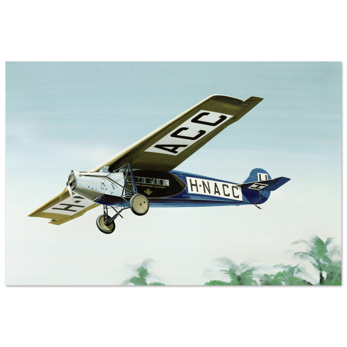 Thijs Postma - Poster - Fokker F.7 H-NACC Arriving In Dutch Indies Poster Only TP Aviation Art 40x60 cm / 16x24″ 