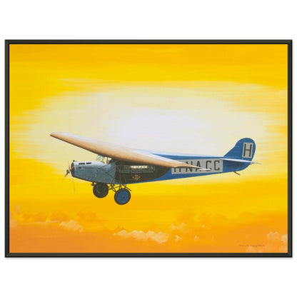 Thijs Postma - Poster - Fokker F.7 H-NACC With Sun - Metal Frame Poster - Metal Frame TP Aviation Art 45x60 cm / 18x24″ 