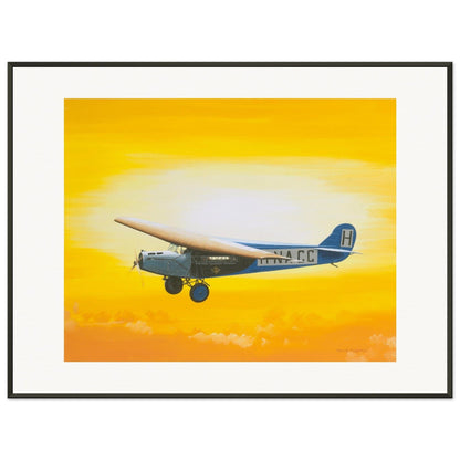 Thijs Postma - Poster - Fokker F.7 H-NACC With Sun - Metal Frame Poster - Metal Frame TP Aviation Art 60x80 cm / 24x32″ 
