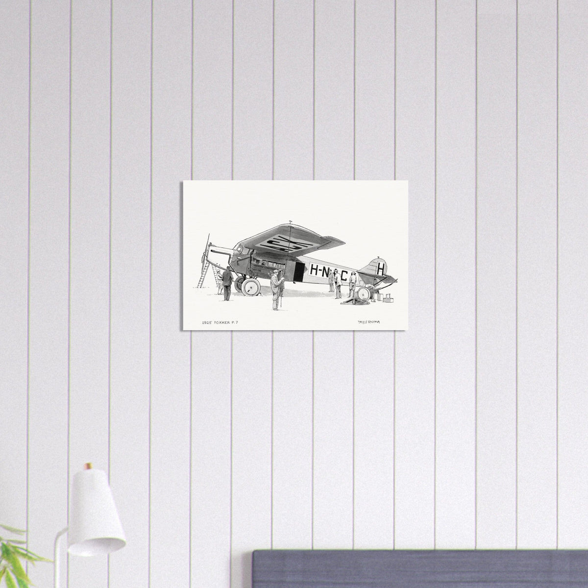 Thijs Postma - Poster - Fokker F.7 In 1925 Ink Drawing Poster Only TP Aviation Art 