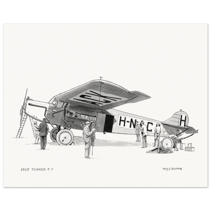 Thijs Postma - Poster - Fokker F.7 In 1925 Ink Drawing Poster Only TP Aviation Art 40x50 cm / 16x20″ 