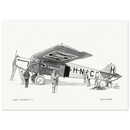 Thijs Postma - Poster - Fokker F.7 In 1925 Ink Drawing Poster Only TP Aviation Art 50x70 cm / 20x28″ 