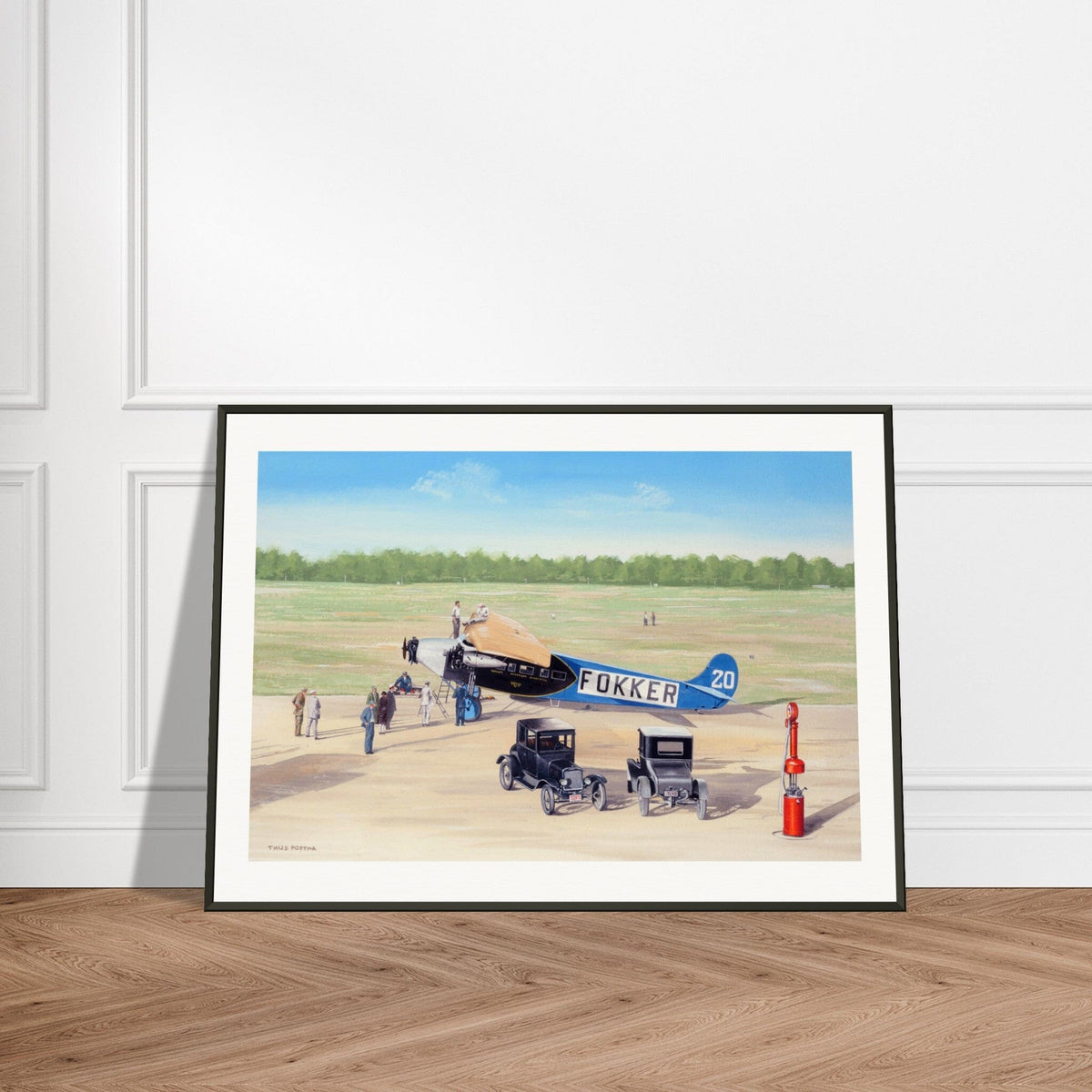 Thijs Postma - Poster - Fokker F.7/3m During Ford Reliability Tour - Metal Frame Poster - Metal Frame TP Aviation Art 