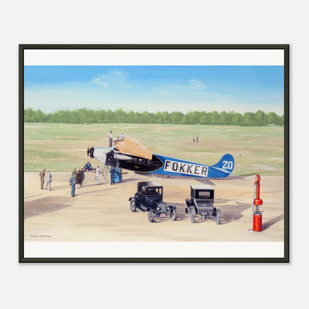 Thijs Postma - Poster - Fokker F.7/3m During Ford Reliability Tour - Metal Frame Poster - Metal Frame TP Aviation Art 40x50 cm / 16x20″ 