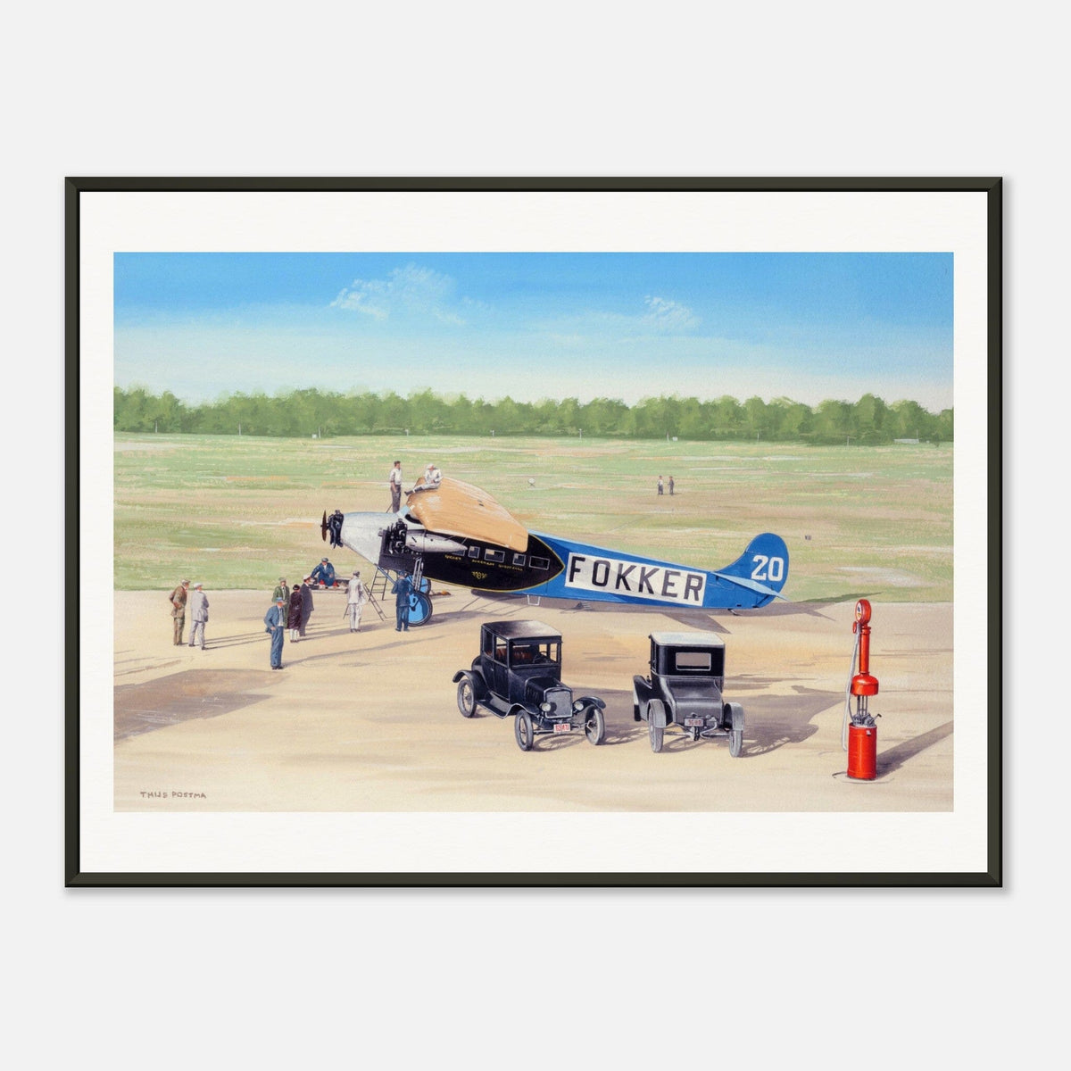 Thijs Postma - Poster - Fokker F.7/3m During Ford Reliability Tour - Metal Frame Poster - Metal Frame TP Aviation Art 45x60 cm / 18x24″ 