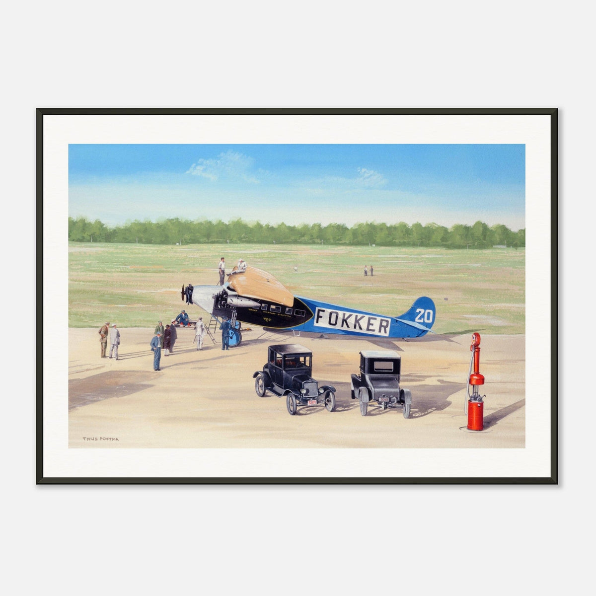 Thijs Postma - Poster - Fokker F.7/3m During Ford Reliability Tour - Metal Frame Poster - Metal Frame TP Aviation Art 50x70 cm / 20x28″ 