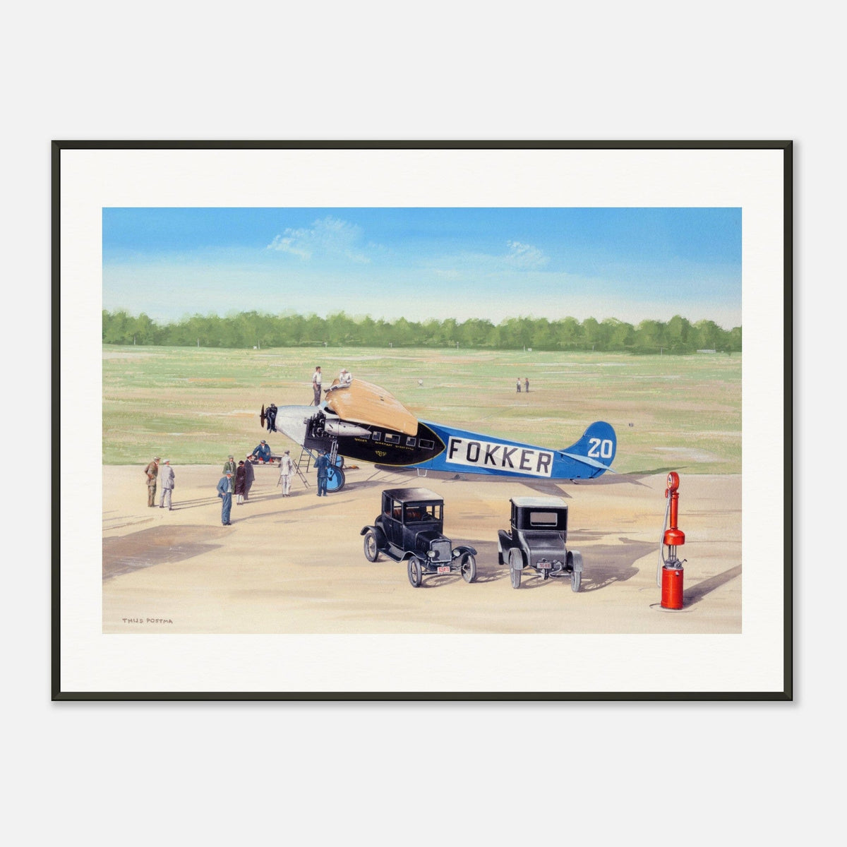 Thijs Postma - Poster - Fokker F.7/3m During Ford Reliability Tour - Metal Frame Poster - Metal Frame TP Aviation Art 60x80 cm / 24x32″ 