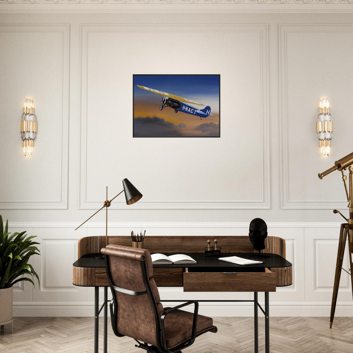 Thijs Postma - Poster - Fokker F.7A H-NACT Up in the Sky - Metal Frame Poster - Metal Frame TP Aviation Art 