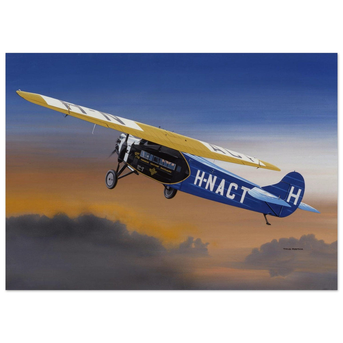Thijs Postma - Poster - Fokker F.7A H-NACT Up in the Sky Poster Only TP Aviation Art 50x70 cm / 20x28″ 