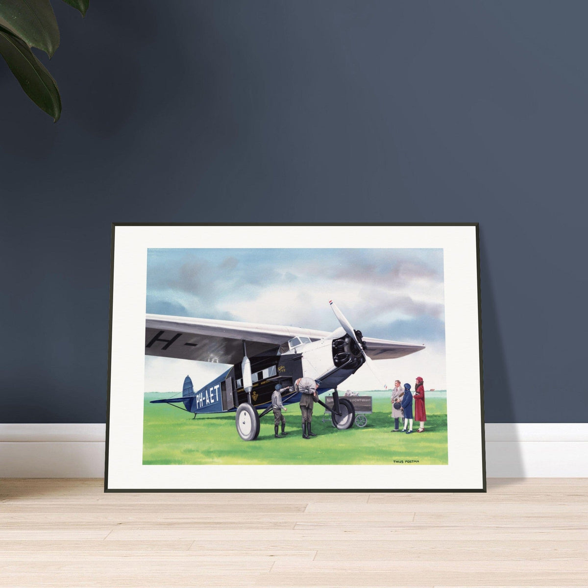 Thijs Postma - Poster - Fokker F.7A PH-AET Unloading Cargo - Metal Frame Poster - Metal Frame TP Aviation Art 