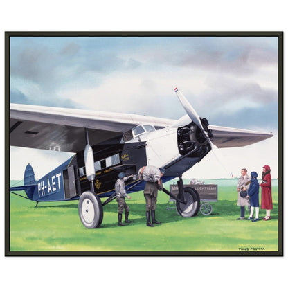 Thijs Postma - Poster - Fokker F.7A PH-AET Unloading Cargo - Metal Frame Poster - Metal Frame TP Aviation Art 40x50 cm / 16x20″ 