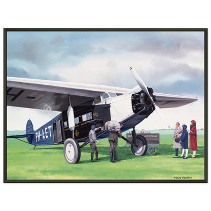 Thijs Postma - Poster - Fokker F.7A PH-AET Unloading Cargo - Metal Frame Poster - Metal Frame TP Aviation Art 45x60 cm / 18x24″ 