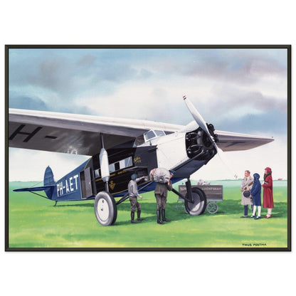 Thijs Postma - Poster - Fokker F.7A PH-AET Unloading Cargo - Metal Frame Poster - Metal Frame TP Aviation Art 50x70 cm / 20x28″ 