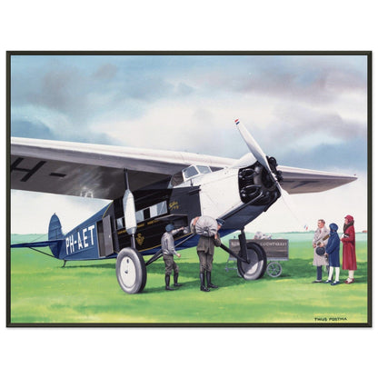 Thijs Postma - Poster - Fokker F.7A PH-AET Unloading Cargo - Metal Frame Poster - Metal Frame TP Aviation Art 60x80 cm / 24x32″ 