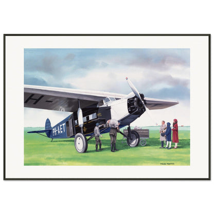 Thijs Postma - Poster - Fokker F.7A PH-AET Unloading Cargo - Metal Frame Poster - Metal Frame TP Aviation Art 70x100 cm / 28x40″ 
