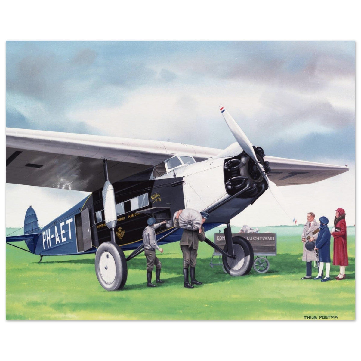Thijs Postma - Poster - Fokker F.7A PH-AET Unloading Cargo Poster Only TP Aviation Art 40x50 cm / 16x20″ 