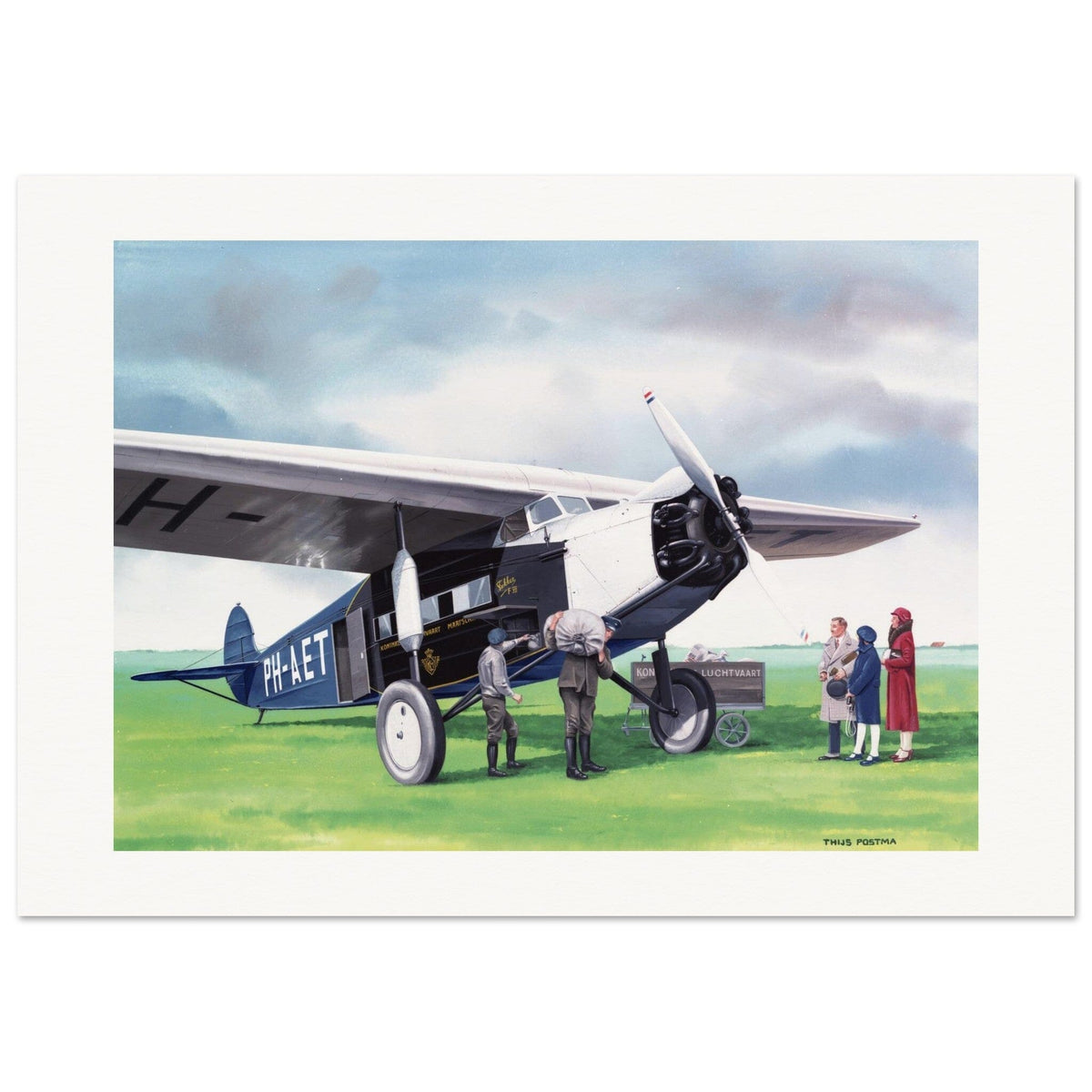 Thijs Postma - Poster - Fokker F.7A PH-AET Unloading Cargo Poster Only TP Aviation Art 70x100 cm / 28x40″ 
