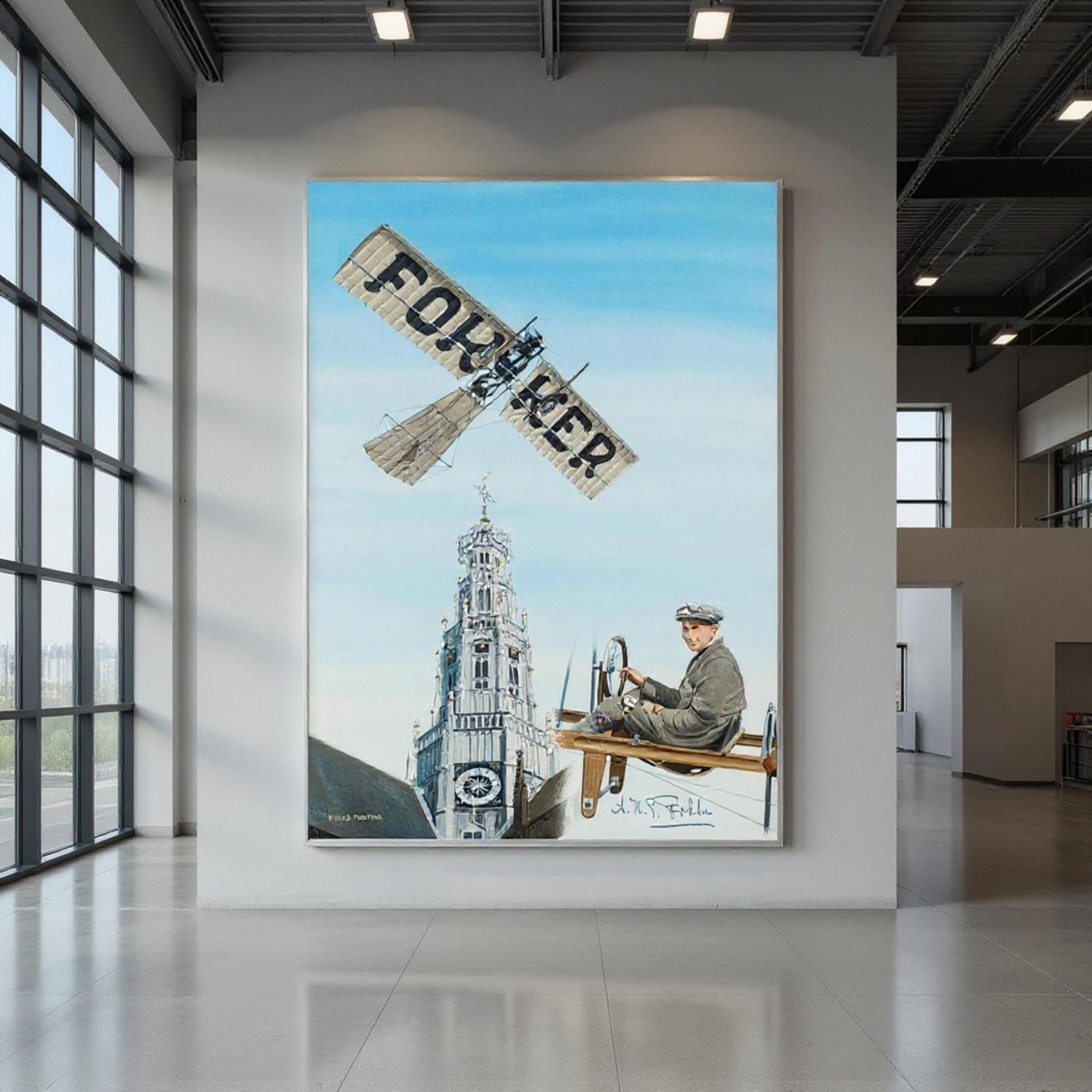 Thijs Postma - Poster - Fokker Spin No. 3 Haarlem Bavo Tower Poster Only TP Aviation Art 
