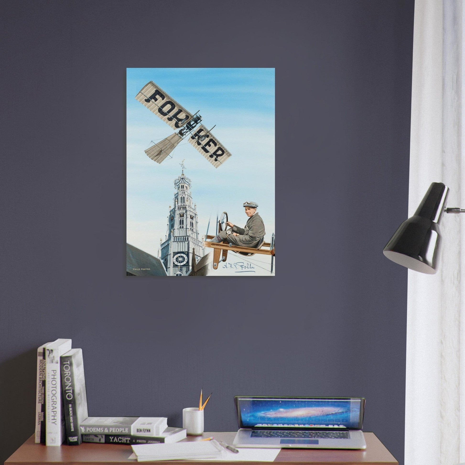 Thijs Postma - Poster - Fokker Spin No. 3 Haarlem Bavo Tower Poster Only TP Aviation Art 