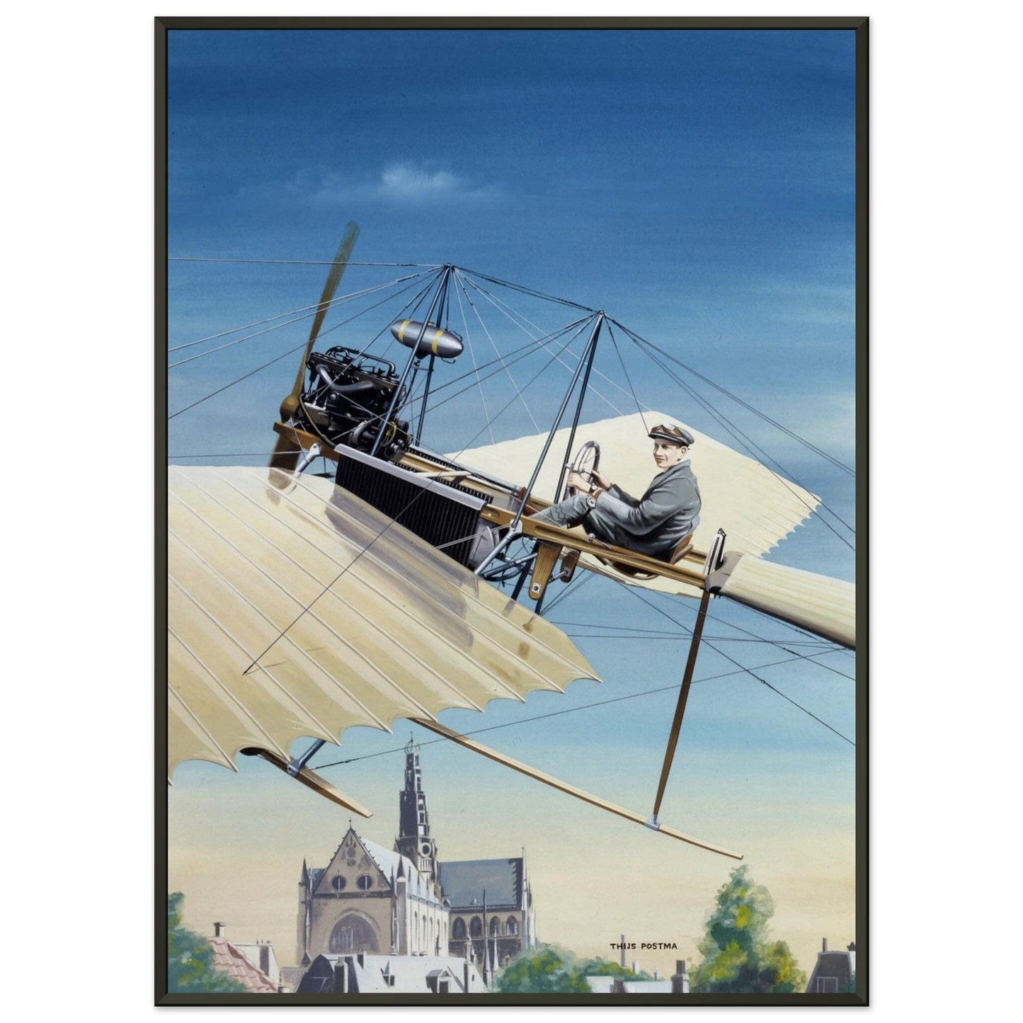 Thijs Postma - Poster - Fokker Spin No. 3 Haarlem - Metal Frame Poster - Metal Frame TP Aviation Art 50x70 cm / 20x28″ 