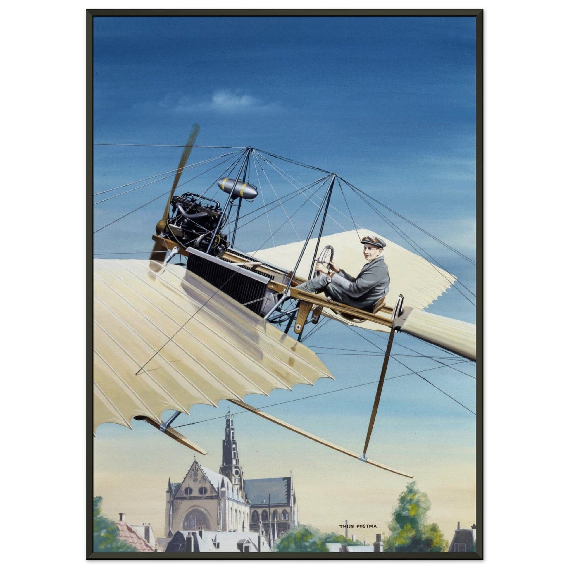Thijs Postma - Poster - Fokker Spin No. 3 Haarlem - Metal Frame Poster - Metal Frame TP Aviation Art 50x70 cm / 20x28″ 