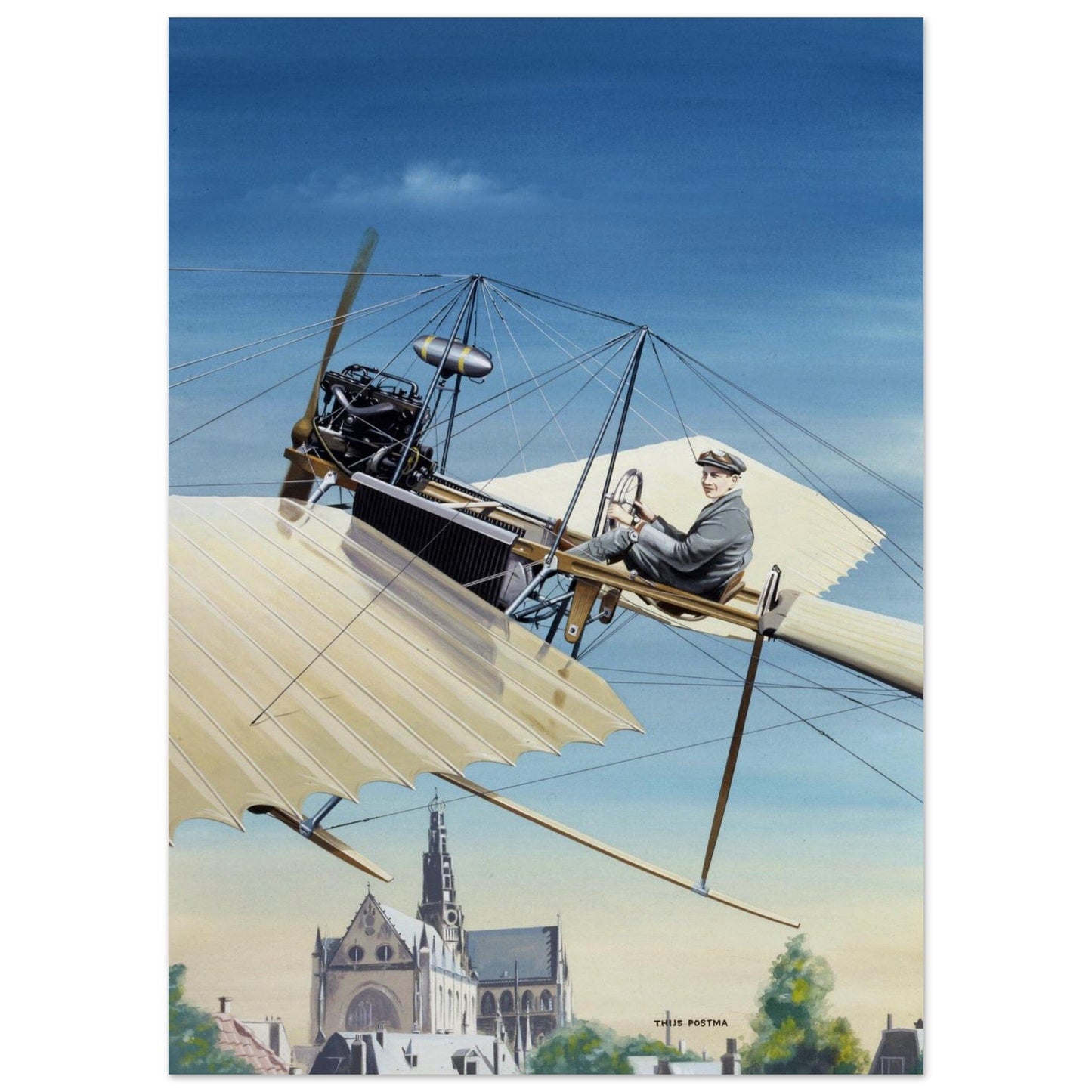Thijs Postma - Poster - Fokker Spin No. 3 Haarlem Poster Only TP Aviation Art 50x70 cm / 20x28″ 