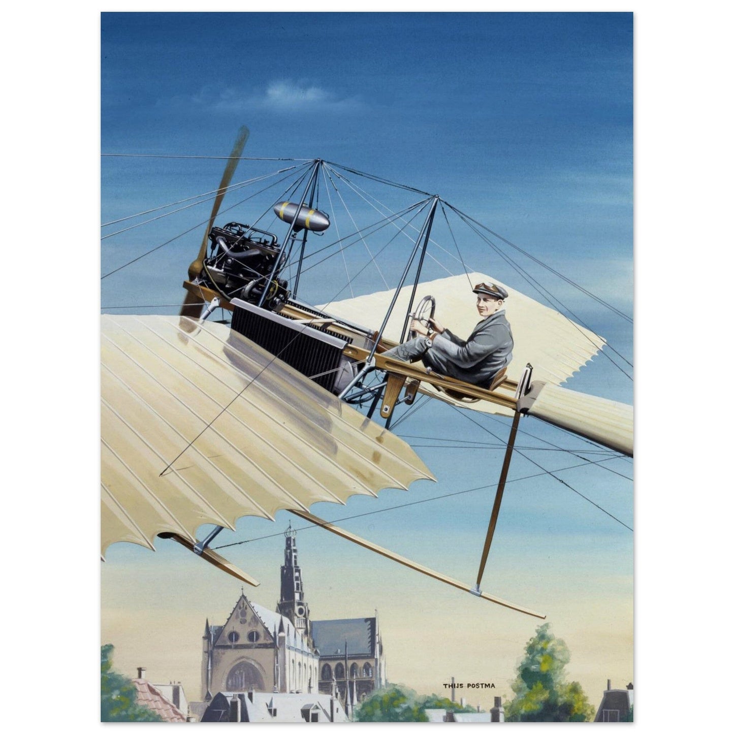 Thijs Postma - Poster - Fokker Spin No. 3 Haarlem Poster Only TP Aviation Art 60x80 cm / 24x32″ 