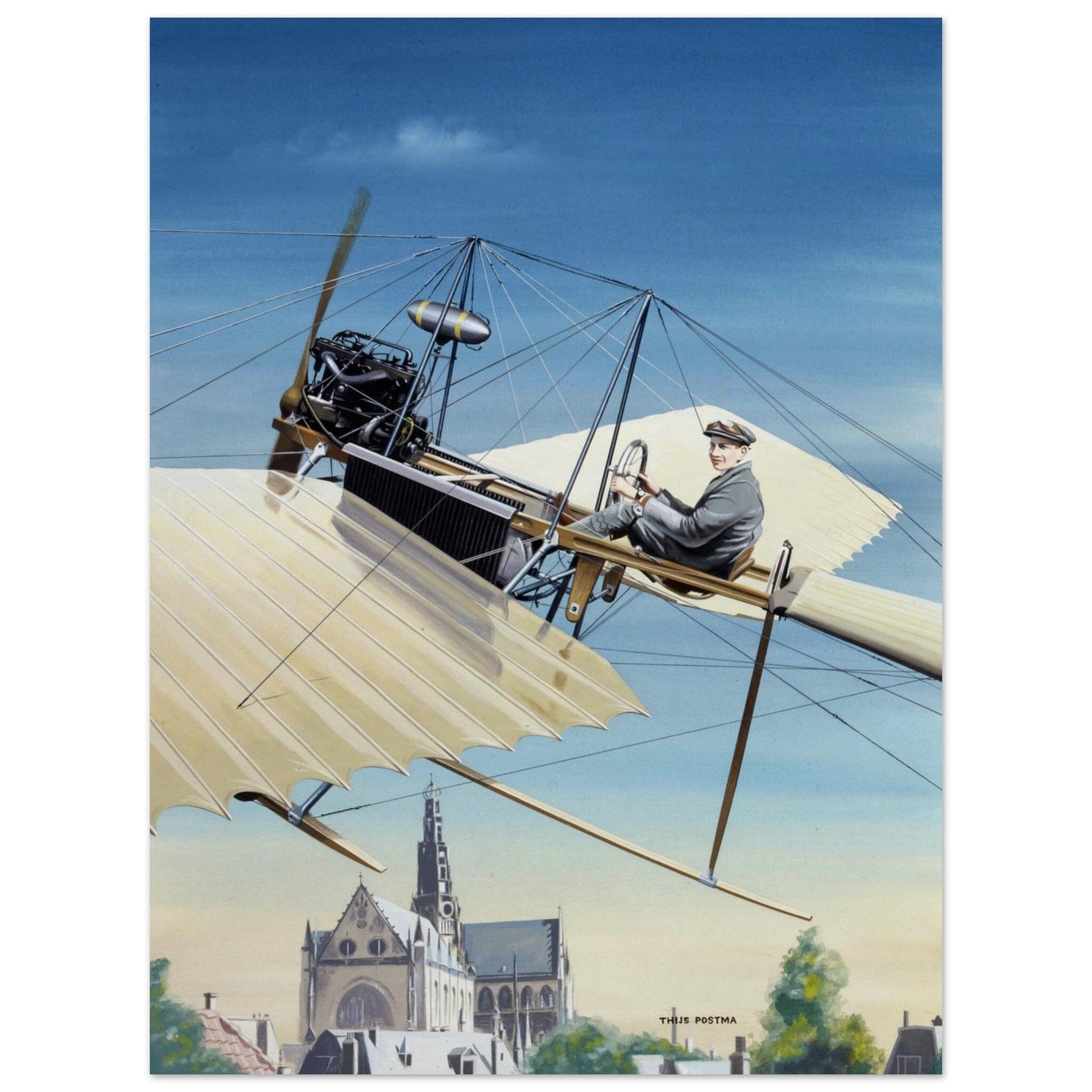 Thijs Postma - Poster - Fokker Spin No. 3 Haarlem Poster Only TP Aviation Art 60x80 cm / 24x32″ 