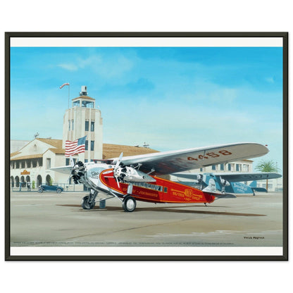 Thijs Postma - Poster - Fokker USA F.10 Glendale Los Angeles - Metal Frame Poster - Metal Frame TP Aviation Art 40x50 cm / 16x20″ 