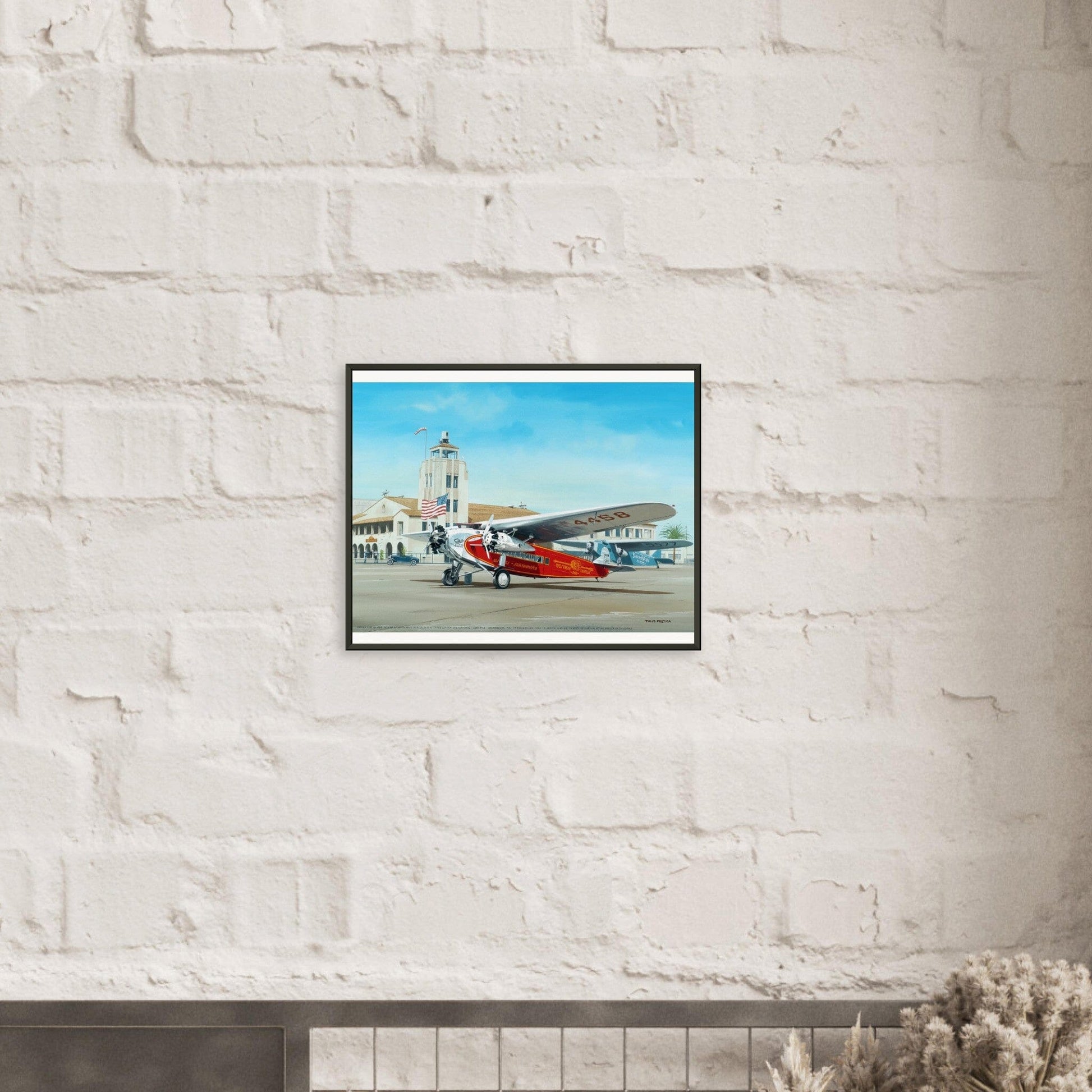 Thijs Postma - Poster - Fokker USA F.10 Glendale Los Angeles - Metal Frame Poster - Metal Frame TP Aviation Art 