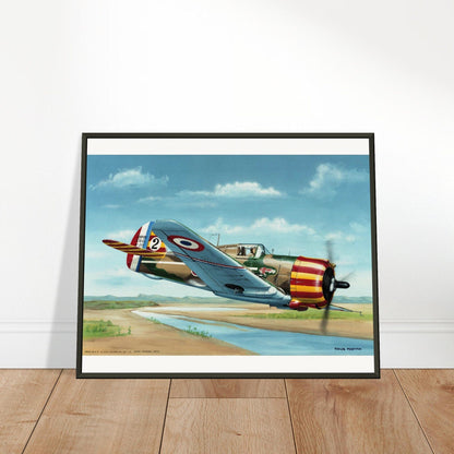 Thijs Postma - Poster - French Curtiss P-36 Over Senegal - Metal Frame Poster - Metal Frame TP Aviation Art 