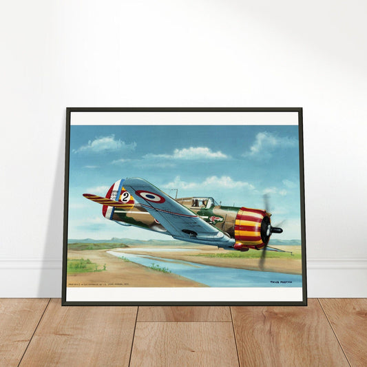 Thijs Postma - Poster - French Curtiss P-36 Over Senegal - Metal Frame Poster - Metal Frame TP Aviation Art 