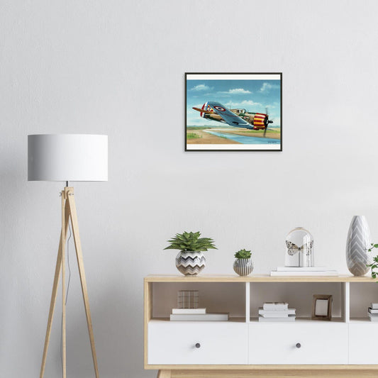 Thijs Postma - Poster - French Curtiss P-36 Over Senegal - Metal Frame Poster - Metal Frame TP Aviation Art 