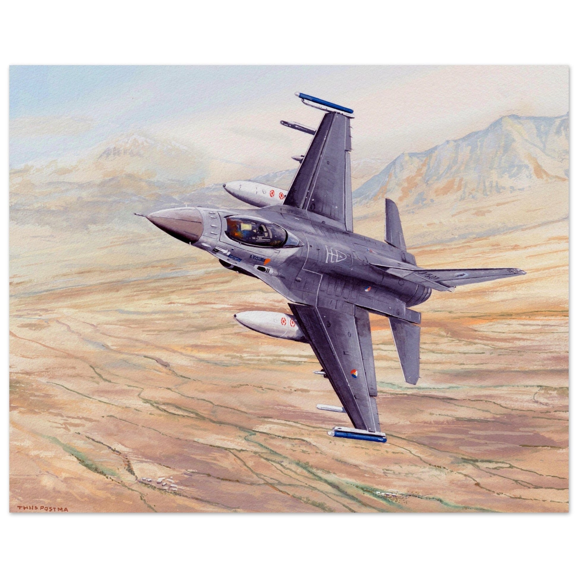 Thijs Postma - Poster - General Dynamics F-16 Afghanistan Poster Only TP Aviation Art 40x50 cm / 16x20″ 